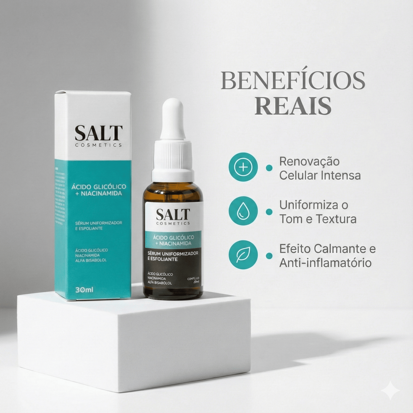 Sérum Uniformizador — Ácido Glicólico + Niacinamida + Alfa Bisabolol - Salt Cosmetics