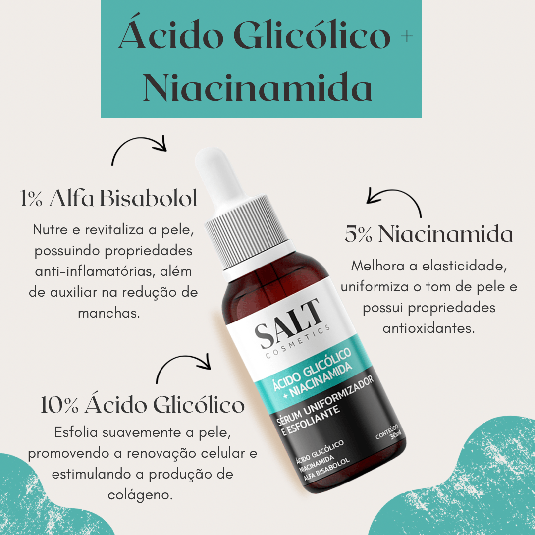 Sérum Uniformizador — Ácido Glicólico + Niacinamida + Alfa Bisabolol - Salt Cosmetics