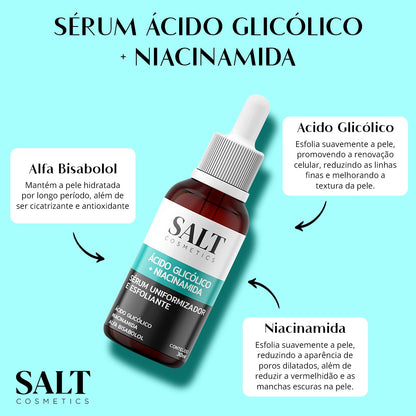 Sérum Uniformizador — Ácido Glicólico + Niacinamida + Alfa Bisabolol - Salt Cosmetics