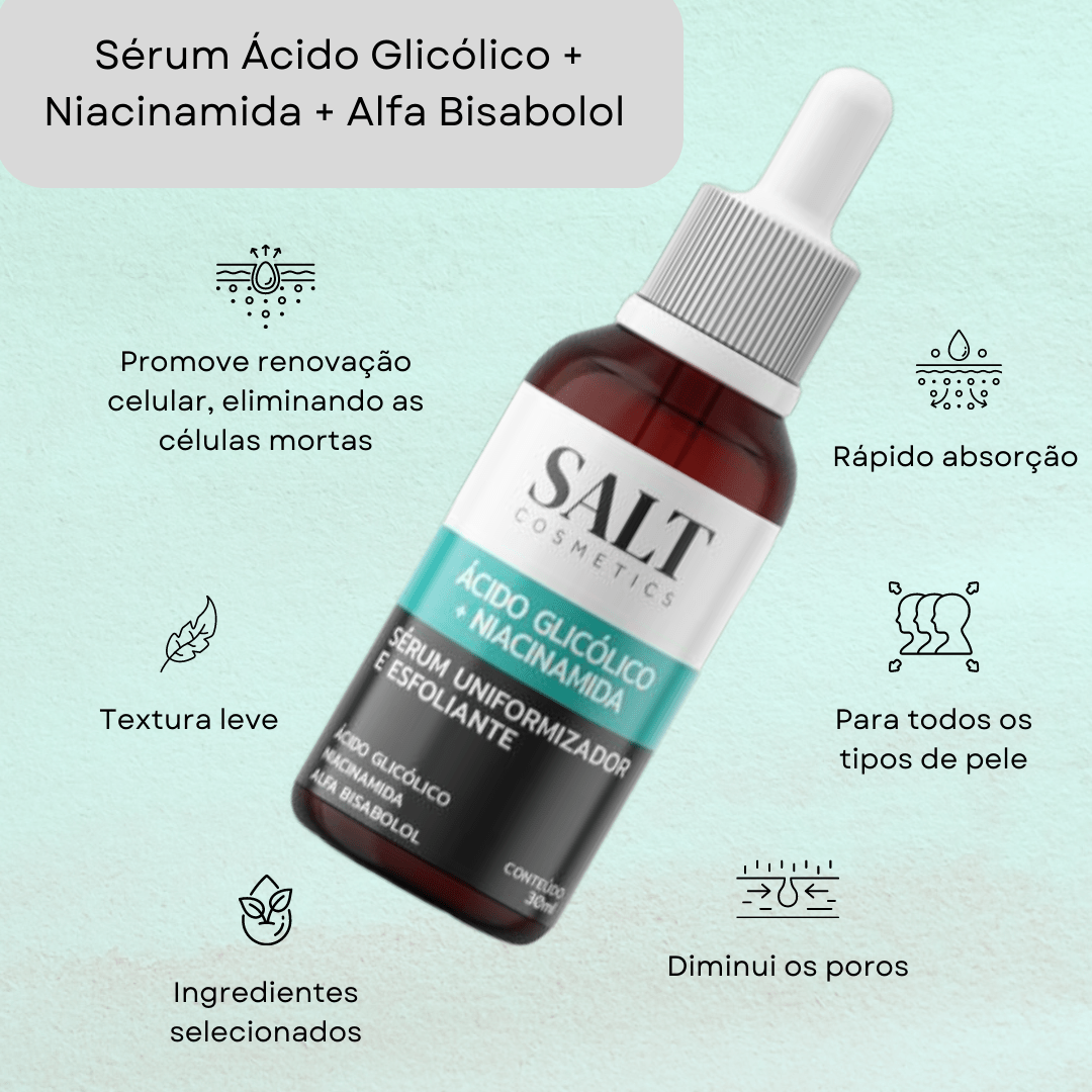 Sérum Uniformizador — Ácido Glicólico + Niacinamida + Alfa Bisabolol - Salt Cosmetics
