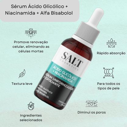 Sérum Uniformizador — Ácido Glicólico + Niacinamida + Alfa Bisabolol - Salt Cosmetics