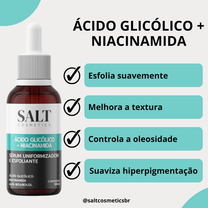 Sérum Uniformizador — Ácido Glicólico + Niacinamida + Alfa Bisabolol - Salt Cosmetics