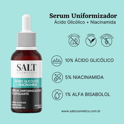 Sérum Uniformizador — Ácido Glicólico + Niacinamida + Alfa Bisabolol - Salt Cosmetics