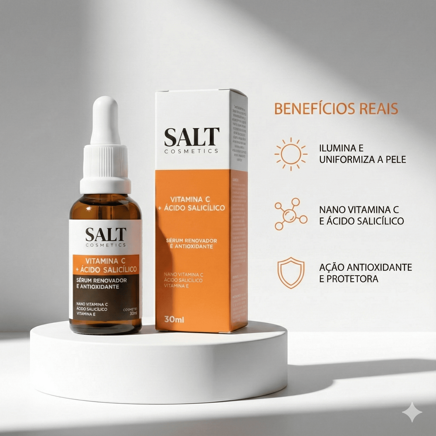 Sérum Vitamina C + Ácido Salicílico + Vitamina E — Renovador - Salt Cosmetics