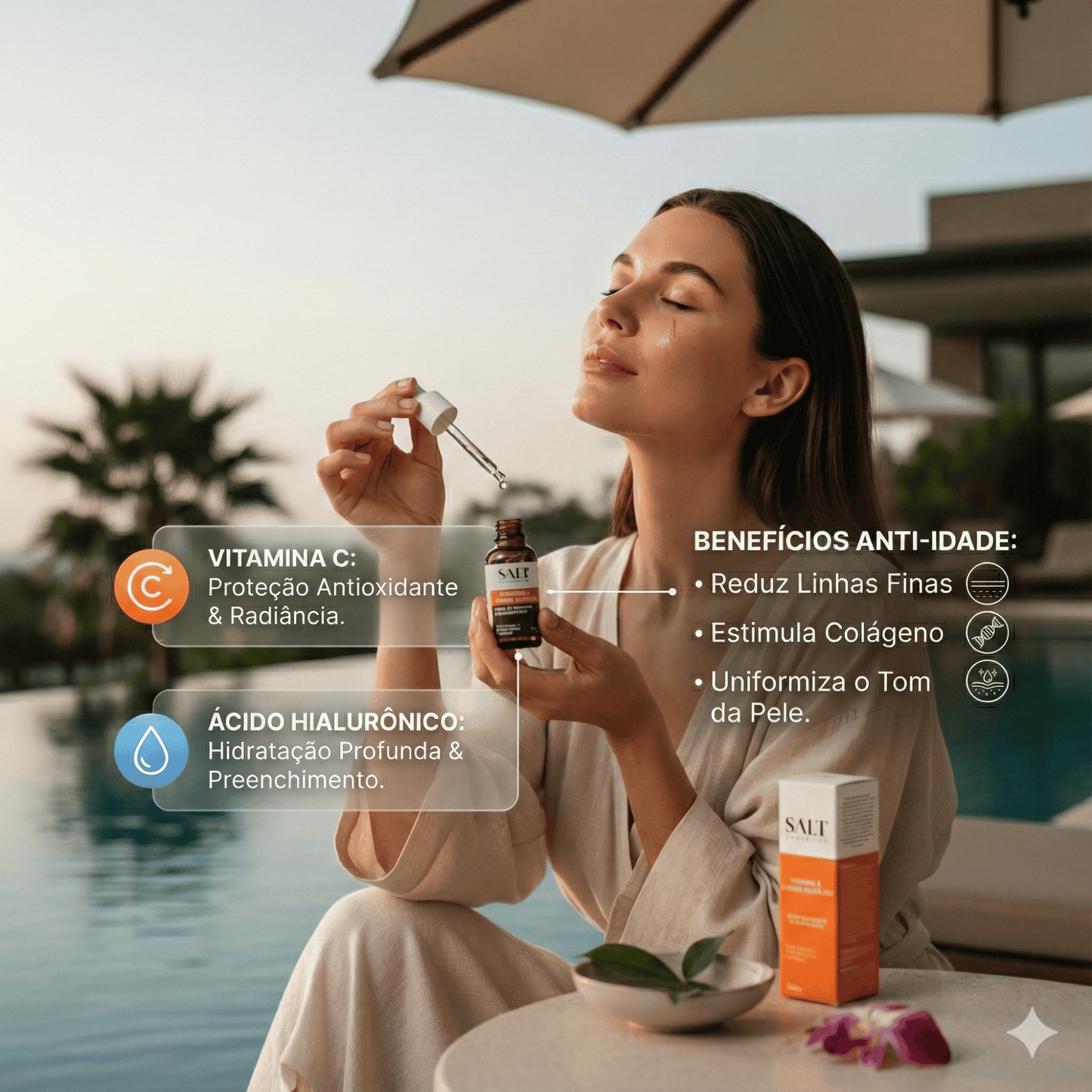 Sérum Vitamina C + Ácido Salicílico + Vitamina E — Renovador - Salt Cosmetics