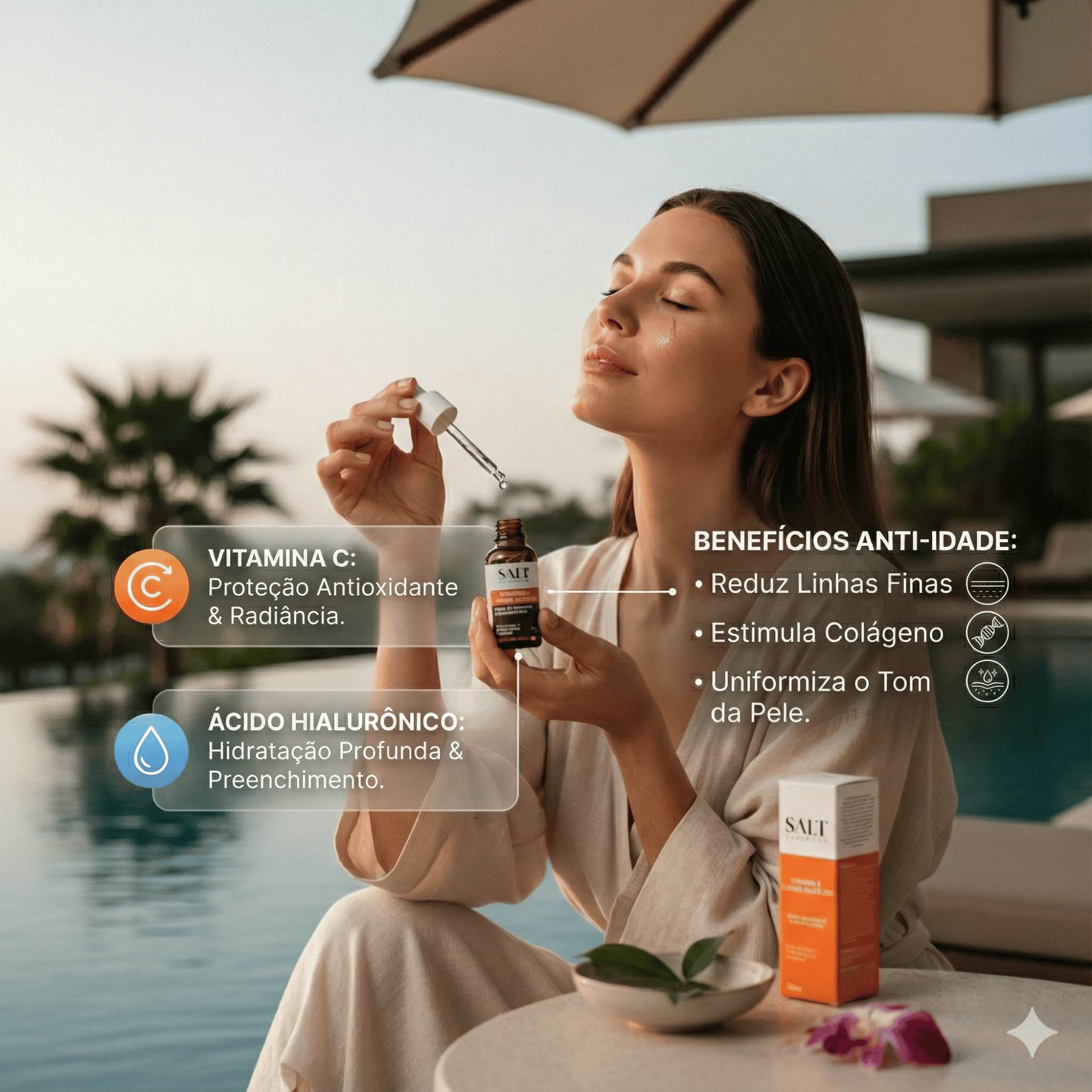 Sérum Vitamina C + Ácido Salicílico + Vitamina E — Renovador - Salt Cosmetics