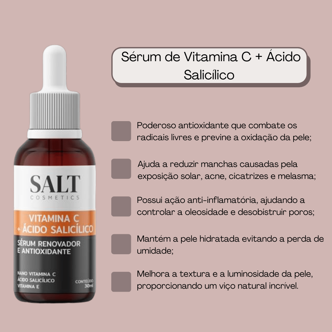 Sérum Vitamina C + Ácido Salicílico + Vitamina E — Renovador - Salt Cosmetics
