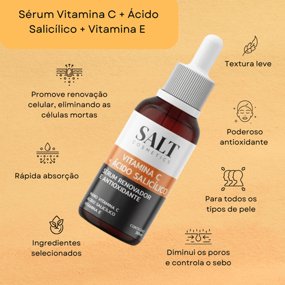 Sérum Vitamina C + Ácido Salicílico + Vitamina E — Renovador - Salt Cosmetics
