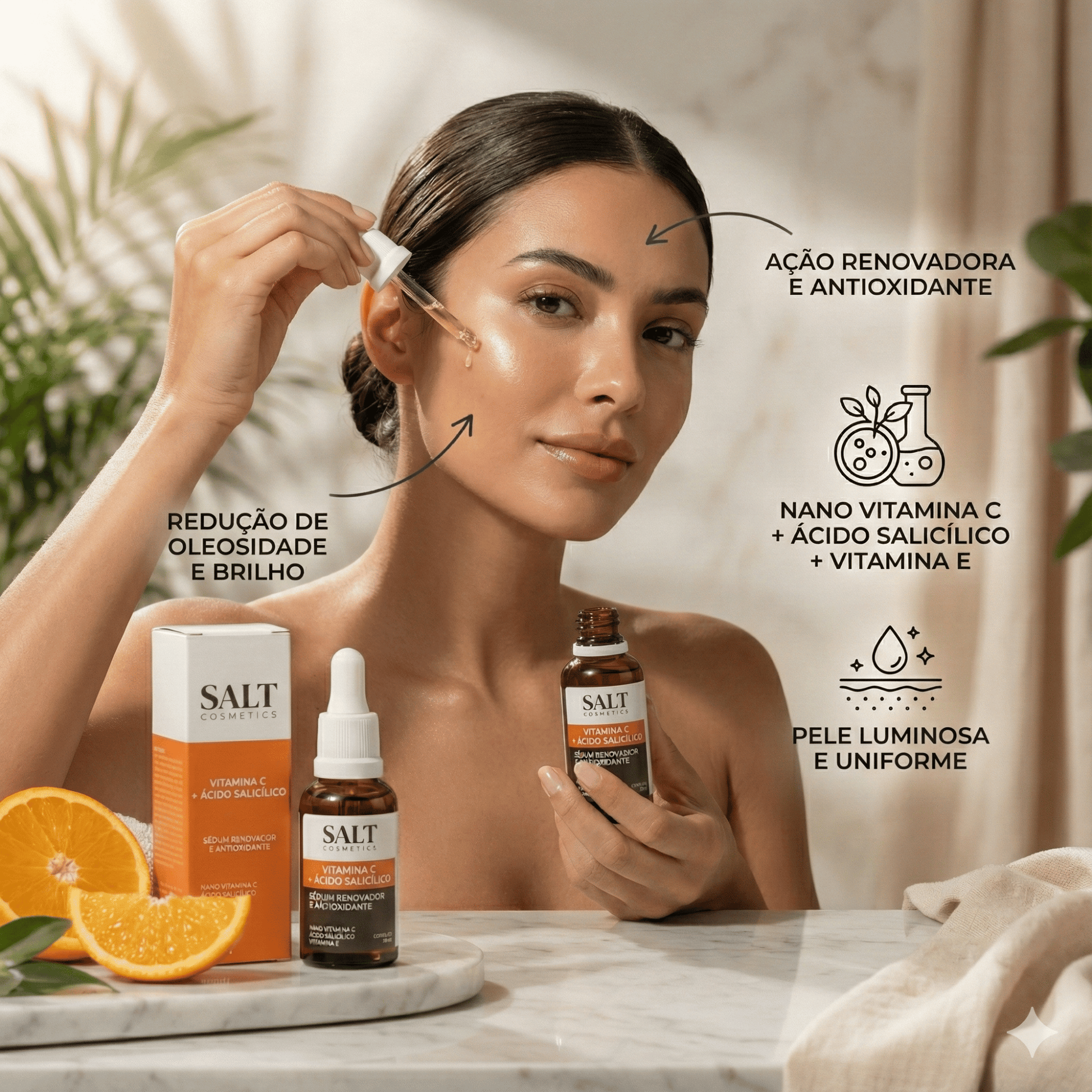 Sérum Vitamina C + Ácido Salicílico + Vitamina E — Renovador - Salt Cosmetics
