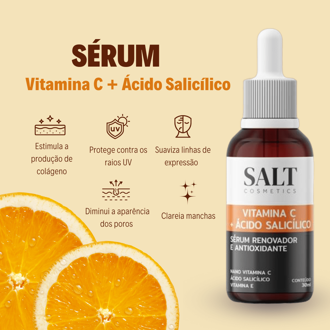 Sérum Vitamina C + Ácido Salicílico + Vitamina E — Renovador - Salt Cosmetics