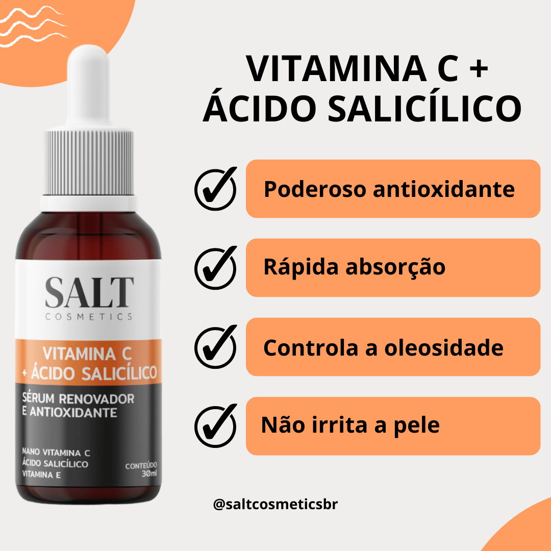 Sérum Vitamina C + Ácido Salicílico + Vitamina E — Renovador - Salt Cosmetics